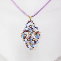 Pendant 45cm - Shea Rhombus M-Mauve Suedine - Pendant 45cm - Laiton bronze